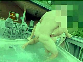 Wife's big ass gets pounded in neighbor's hot tub