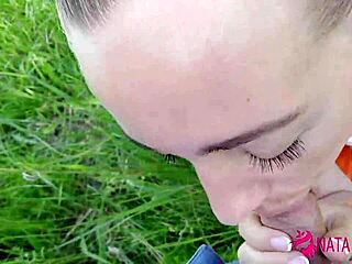 Nata Sweets hemlagade video med vild utomhus avsugning och sperma i munnen