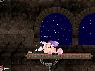 Ladyboy in kurba se izmenjata v futanari hentai igri, kjer se zadnja vrata napolnijo z velikim tičem