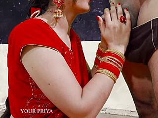 La moglie Desi Priya diventa cattiva con il suo primo Karva Chut sotto le stelle