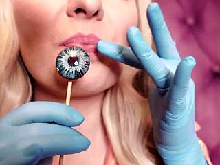 Arya Grander's sexy asmr video in blue nitrile gloves