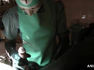 Rubber nurse Agnes seduces with sensual oral and prostate play, followed by intense anal fist penetration for a climactic finish
