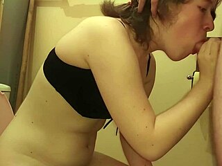 Teen amateur gets her butt pounded in the restroom