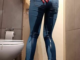 Wetting my jeans and high heels compilation with fetish girls
