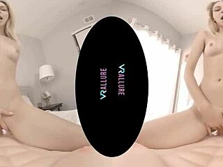 VR allure: voyeuristic view of a petite blonde's masturbation