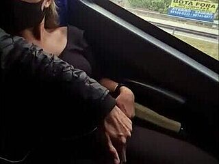 Mari's real public masturbation session with a stranger in the bus