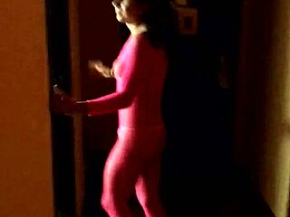 Ladyboy in pink outfit gets naughty in hotel room