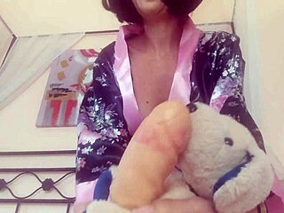 Sensual cock tease with my plush dog