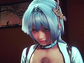 Asiatische Anime-Pornospiel mit Genshin Impacts, in dem Eula einen Blowjob und eine Handjobb gibt