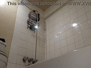 Ebony MILF enjoys a steamy shower and rough sex