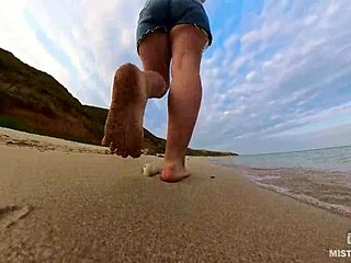 Explore the sandy shores with my bare feet