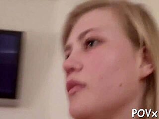 Adorable bitch takes it all in her mouth in free fuck video