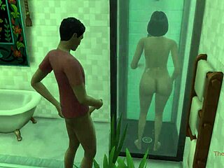 Fiul vitreg indian își descoperă mama vitregă făcând baie și face sex intens cu ea sub duș