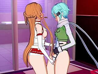 Sinon and her friends' erotic misadventures in Sword Art Online animated Hentai