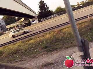 Amateur couple gets off on the highway with car horn encouragement