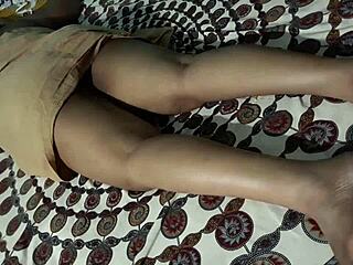 Indian housewife Sanjana fondling her legs